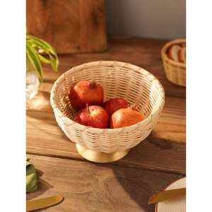 Boho Rattan Organizer <b>Basket</b> with Soft Earthy Tone and Artisan Craft for Cozy Home Styling and Daily Use - Product Image 1