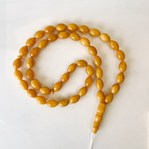 ลูกปัดอำพันบอลติกสีเหลืองธรรมชาติทรงรีสำหรับทำลูกประคำ 45 เม็ด - Product Image 5
