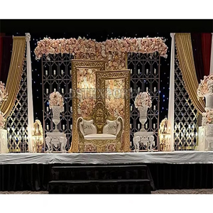 Escenario de recepción de boda indio brillante decoración de escenario de boda asiática moderna escenario de fibra de gran boda Reino Unido - Product Image 1