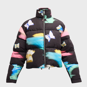 Veste matelassée d'hiver pour femmes 2026, chaude, respirante, en nylon, avec fermeture éclair légère, motif imprimé, style court pour femmes - Product Image 1