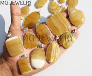 Jaune Calcite Pierres Précieuses Lunette Pendentifs En Gros Naturel Jaune Calcite Cristal Argent Plaqué Pendentifs Bijoux De Mode - Product Image 3