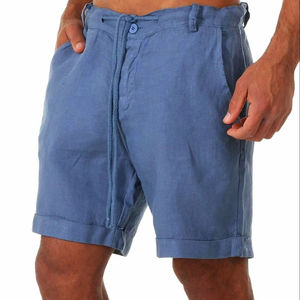 Alta calidad 100% algodón hombres deportes correr Fitness pantalones cortos color sólido con cordones Casual verano nuevo Color sólido hombres - Product Image 1