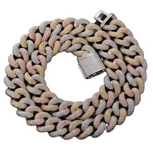 Cadena Cubana de Plata de Ley 925 Premium, Estilo Hip Hop, con Incrustaciones de Moissanita VVS, Chapada en Oro de 14K y 18K, para Hombres y Mujeres, para Bodas - Product Image 1