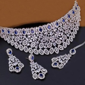 Luxury American Zircon Rhodium Plated Stainless Steel Bridal Jewelry Set <b>for</b> <b>Women</b> Engagement Wedding Party Fashion Necklace - Product Image 1