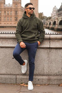 Sweat à capuche Sherpa épais pour hommes confortable hiver Polyester/coton coupe-vent respirant à capuche pour vêtements par temps froid - Product Image 3