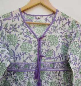 Calidad duradera Impreso 100% Algodón Transpirable Lavable Tela Ropa casual de mujer Vestidos MIDI con cinturón de proveedor indio - Product Image 3