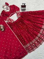 Lehenga Choli de Seda Pura con Diseño Elegante en Color Rojo, Completamente Cosido, Colección Popular para Bodas y Fiestas, Precio al por Mayor SHREE