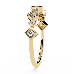 Women Fine Jewelry for Engagement <b>Rings</b> 18k pure <b>gold</b> Bezel <b>Set</b> Kite shape Band with Natural Round Diamond Wedding <b>Rings</b> - Product Image 3