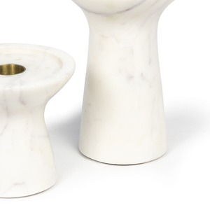 Candelabros de piedra de mármol blanco hechos a mano, pilar para decoración elegante del hogar, centro de mesa elegante para ocasiones especiales, venta - Product Image 4