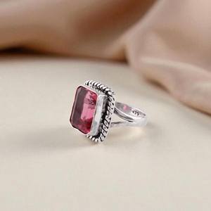 Bague en tourmaline rose faite à la main en argent sterling 925, bijoux en pierres précieuses, cadeau élégant pour femmes, Design Boho - Product Image 4