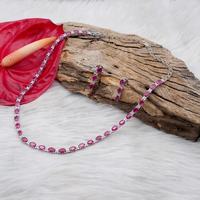 Collier Pendentif Fin en Argent Sterling 925 Plaqué Or 14K avec Rubis Naturel du Mozambique, Ovale Vintage, Pierre de Naissance de Juillet, Style Ethnique pour Mariage