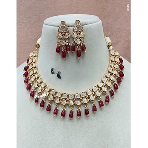 Luxury GoldPlated Diamond <b>Emerald</b> Bridal <b>Set</b> Radiance Traditional Kundan Choker <b>Set</b> Necklace Earrings <b>Set</b> Wedding ForWomens - Product Image 1
