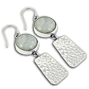 Boucles d'oreilles pendantes en argent 925 pour femmes avec pierre de lune, boucles d'oreilles pendantes tendance - Product Image 2