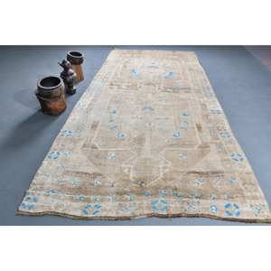 Rustic Classic <b>Turkish</b> <b>Rug</b> Beige Blue 6.1 X 12.7 ft Wool Material 10mm Thickness Abstract Pattern Latex for Living Room Hallway - Product Image 1