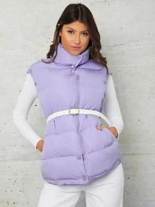 Chaqueta acolchada sin mangas con logotipo personalizado, chaqueta acolchada con cremallera acolchada, gruesa, cálida, para invierno, con cuello levantado, chaleco acolchado ligero para hombre - Product Image 4