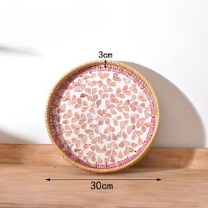 Fournisseur au Vietnam plateau de service fait à la main avec forme florale plateau de service en nacre de haute qualité pour le stockage des fruits - Product Image 5