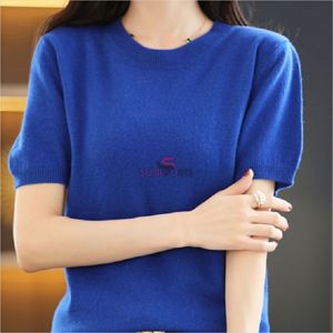 Suéter de Punto Holgado de Manga Corta y Cuello Redondo para Mujer, Color Sólido, Acrílico, para Otoño - Product Image 5