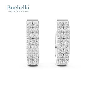 Offre Spéciale demi-Bali en argent sterling 925 double rangée avec boucles d'oreilles en diamant rond pour femme - Product Image 6