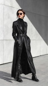 Abrigo largo de cuero para mujer, gabardina larga de cuero de estilo de invierno para mujer, abrigo largo holgado de cuero PU para mujer adulta - Product Image 2