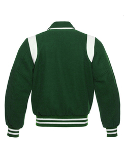 Chaqueta Varsity Verde para Hombre, Estilo Preppy, Cuello Camisero, Manga Regular, Color Sólido, Cierre de Botones, para Otoño - Product Image 2
