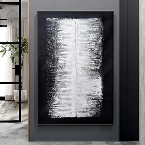 Decoración del hogar acrílico negro <span class=keywords><strong>gris</strong></span> textura pinturas al óleo sobre lienzo cuadros de pared modernos pintura de Arte <span class=keywords><strong>Abstracto</strong></span> hecha a mano - Product Image 2