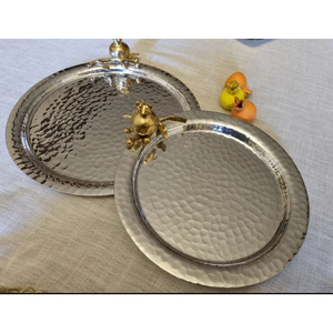 Bandejas de Metal con decoración de Ramadán y Eid, bandeja para servir comida de forma redonda personalizada moderna perfecta para dátiles y dulces, bandeja para servir - Product Image 4