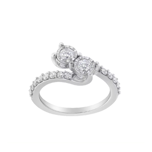 Fabricant de bijoux en diamant pour femmes Bague de fiançailles en or blanc 18 = 4k avec or véritable et bagues en diamant créées en laboratoire - Product Image 1