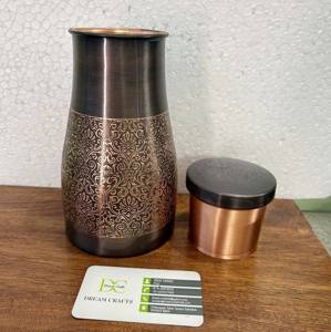 Juego de 3 botellas de agua de cobre Ayurvédico personalizadas, recipientes portátiles de Metal puro, diseño de flores grabadas, artesanías de Metal chapadas - Product Image 6