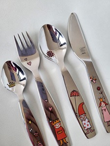 Juego de cubiertos con acabado plateado y diseño de dibujos animados, cubiertos divertidos y elegantes para niños, fiestas, hogar, cocina y regalos de la India - Product Image 6