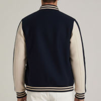 Veste universitaire rouge et crème pour homme avec fermeture boutonnée, style preppy, vêtement d'automne