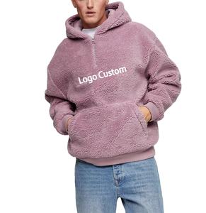 Sudaderas con capucha Sherpa para hombre hechas a medida de alta calidad, moda informal teñida lisa de algodón transpirable de gran tamaño para invierno, sudaderas con capucha para hombre - Product Image 1
