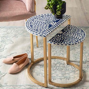 Consola con Incrustaciones de Hueso, Mesa con Incrustaciones de Hueso con Diseño Floral - Product Image 5