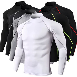 Chemise de compression blanche pour homme, manches longues, sous-vêtement de sport, ajustement serré, vêtements de sport pour la salle de sport, évacuation de l'humidité, haut de sport personnalisé en gros - Product Image 6
