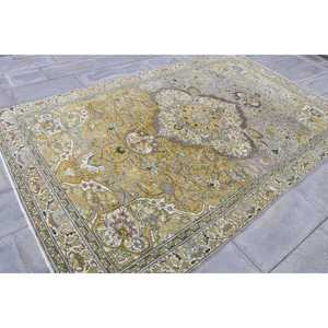 Alfombra Vintage Grande de 6.2x9.8 pies (188x300 cm), Alfombra Turca con Rayas Amarillas - Product Image 3