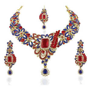 Vivaah Fine Jewelry <b>Set</b> Austrian Stone <b>Gold</b> Plated Necklace with Maang Tikka - Product Image 1