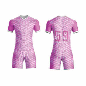 Ensemble de maillot de rugby personnalisé de haute qualité avec motif sublimé, maillot à manches courtes et short de compression, 100% polyester, vêtements d'équipe - Product Image 2