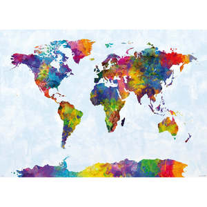 Póster moderno del mapa del mundo en acuarela de Michael Tompsett - Product Image 1