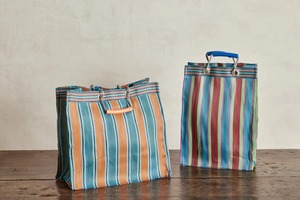 Sacs de shopping extra-larges durables, en nylon recyclé, tissés, écologiques, réutilisables, à rayures, avec poignées, personnalisables, fermeture éclair - Product Image 3