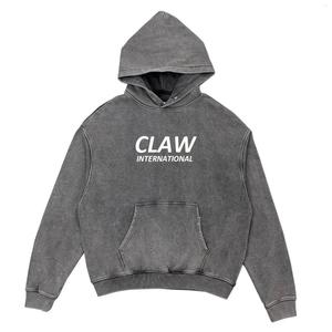 Gris acide lavé soleil fané hommes sweat à capuche personnalisé avancé Double couche Boxy Crop Style goutte épaule surdimensionné sweats à capuche et sweat-shirts - Product Image 1