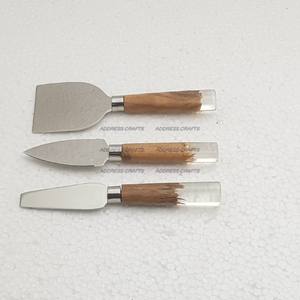 Juego de cuchillos de queso de acero inoxidable de estilo elegante, mango de resina y madera, fiesta de oficina y restaurante, fiesta de cumpleaños usada, uso de boda - Product Image 2