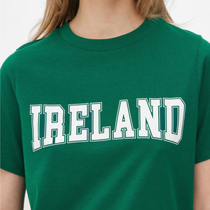 Camisetas de cuello redondo de algodón de 180GSM para mujer, diseño de logotipo personalizado, tejido de gran tamaño, estampado corto informal de talla grande - Product Image 4