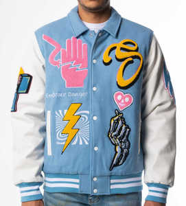 Vestes de baseball d'hiver chaudes, manches en cuir, logo brodé en chenille, sur mesure, en viscose, pour hommes, style varsity - Product Image 4