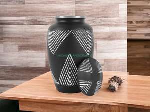 Grande urne funéraire artisanale noir argent design élégant urne de crémation pour cendres adultes urnes funéraires en métal fournitures - Product Image 6