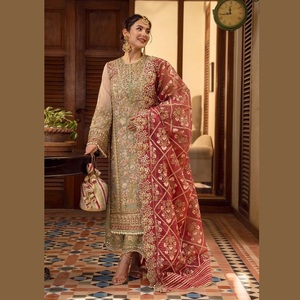 Fancy WS INTERNATIONAL Traje de seda étnico pakistaní Venta caliente Diseñador Recto Salwar Kameez Vestido de Pakistán e India - Product Image 2