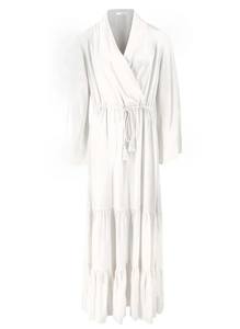 Maxi vestido informal acampanado bohemio de primera calidad para mujer cintura ajustable manga acampanada cuello redondo drapeado aspecto viscosa estilo Resort - Product Image 5