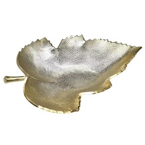 Bandeja para servir de aluminio de estilo moderno, cuenco para el hogar, restaurante, hoteles, Plato decorativo de frutas con diseño de hojas poco profundas doradas - Product Image 1