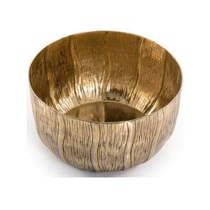 Grand bol de service en aluminium au design antique de forme ronde plaqué or de qualité supérieure pour la maison et l'hôtel - Product Image 2