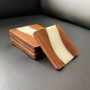 Posavasos de madera marrón con forma cuadrada de calidad creativa, manteles individuales de diseño de lujo para el hogar, posavasos decorativos para tazas de té a la mejor venta - Product Image 3