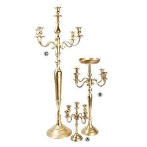 Candélabre debout au sol fait à la main grand bougeoir décoré au sol avec ensemble de 3 tailles différentes et 5 candélabres à bras - Product Image 1