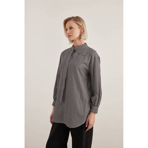 Blusa con Cuello Bordado con Estampado de Leopardo para Mujer, Ropa de Oficina - Product Image 3